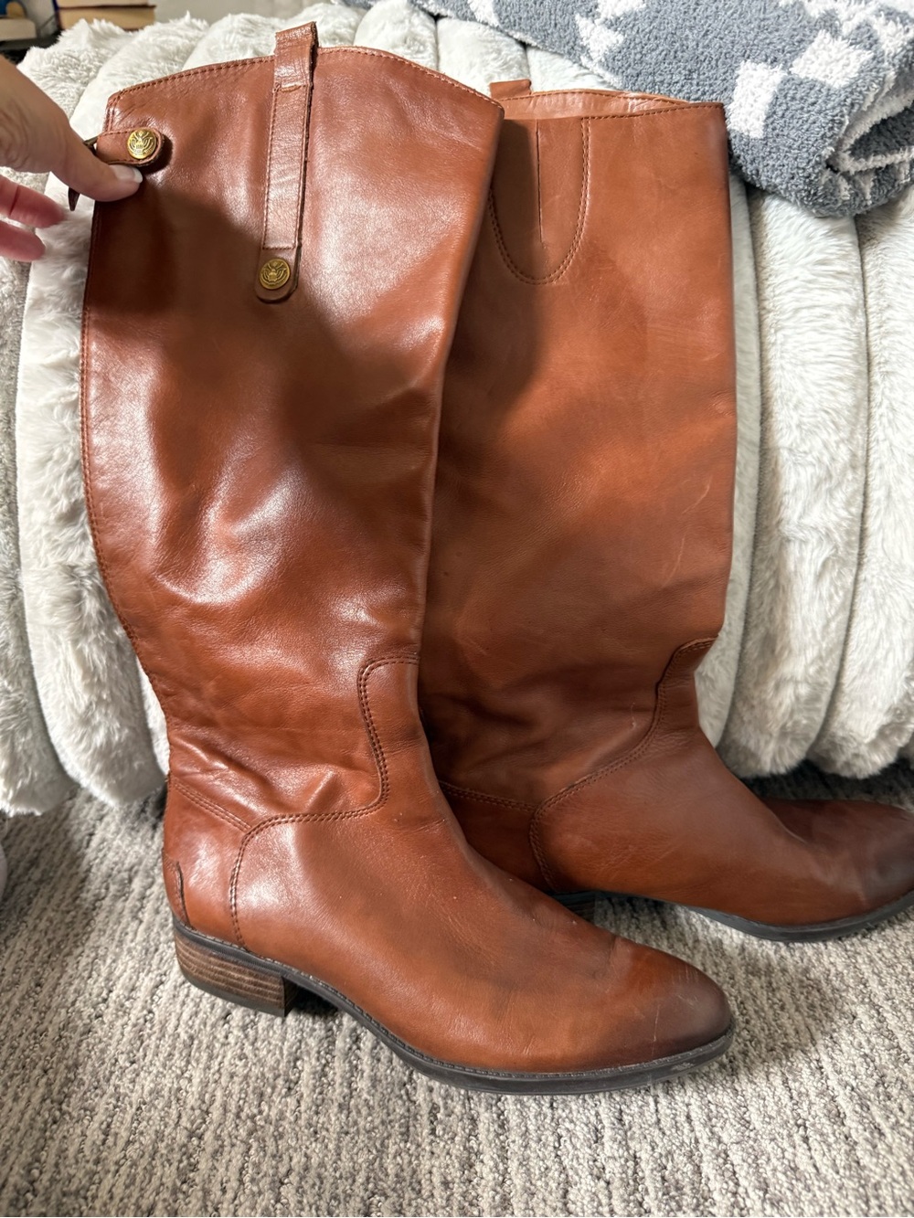 Sam Edelman Leather Riding Boots - Cognac Brown